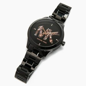 Buy Shop Michael Kors Runway Quartz Black Dial Black Steel Strap Watch For Women - MK6683 USA Online