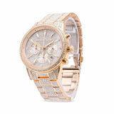 Buy Shop Michael Kors Ritz Three-Hand Glitz Crystals Gold Dial Gold Steel Strap Watch for Women - MK6747 USA Online
