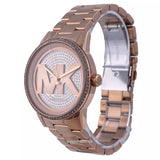 Michael Kors Ritz Analog Crystals Silver Dial Rose Gold Steel Strap Watch for Women - MK6863