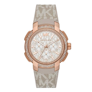 Buy Shop Michael Kors Sidney Chronograph White Dial Beige Leather Strap Watch For Women - MK6949 USA Online