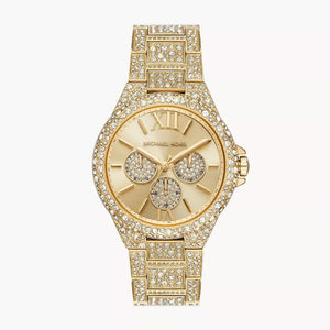 Buy Shop Michael Kors Camille Pavé Crystals Gold Dial Gold Steel Strap Watch for Women - MK6958 USA Online