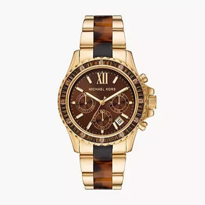 Buy Shop Michael Kors Everest Chronograph Brown Dial Two Tone Steel Strap Watch For Women - MK6973 USA Online
