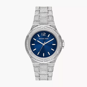 Buy Shop Michael Kors Lennox Three Hand Blue Dial Silver Steel Strap Watch For Women - MK6990 USA Online