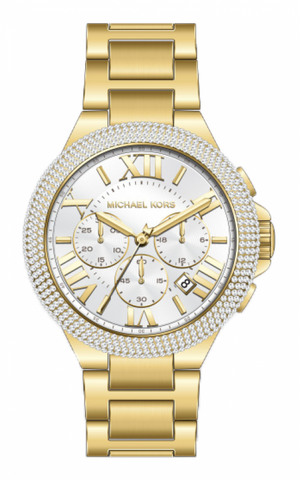 Buy Shop Michael Kors Camille Chronograph White Dial Gold Steel Strap Watch For Women - MK6994 USA Online
