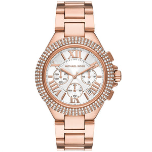 Buy Shop Michael Kors Camille Chronograph White Dial Rose Gold Steel Strap Watch For Women - MK6995 USA Online
