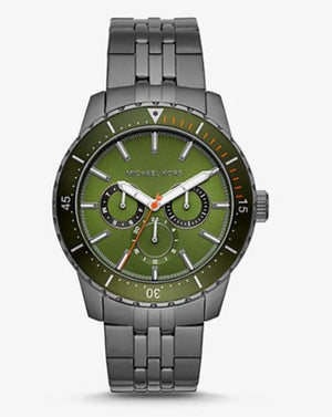Buy Shop Michael Kors Cunningham Multifunction Chronograph Green Dial Grey Steel Strap Watch For Men - MK7158 USA Online