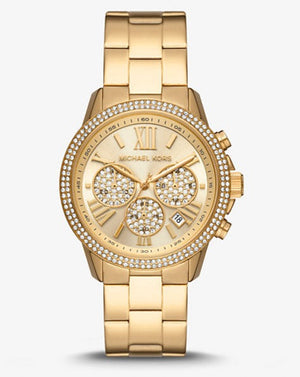 Buy Shop Michael Kors Bryn Pavé Quartz Gold Dial Gold Steel Strap Watch For Women - MK7199 USA Online