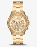 Buy Shop Michael Kors Bryn Pavé Quartz Gold Dial Gold Steel Strap Watch For Women - MK7199 USA Online