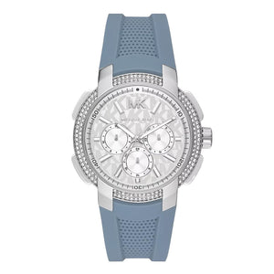 Buy Shop Michael Kors Sidney Multifunction Crystals Silver Dial Blue Rubber Strap Watch for Women - MK7220 USA Online
