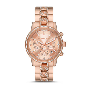 Buy Shop Michael Kors Ritz Chronograph Rose Gold Dial Rose Gold Steel Strap Watch For Women - MK7223 USA Online