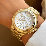 Buy Shop Michael Kors Camille Chronograph White Dial Gold Steel Strap Watch For Women - MK7270 USA Online
