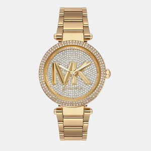 Buy Shop Michael Kors Parker Analog Crystals Gold Dial Gold Steel Strap Watch For Women - MK7283 USA Online
