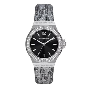 Buy Shop Michael Kors Lennox Quartz Black Dial Grey Leather Strap Watch For Women - MK7309 USA Online
