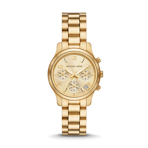 Buy Shop Michael Kors Runway Chronograph Gold Dial Gold Steel Strap Watch For Women - MK7326 USA Online