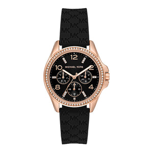 Buy Shop Michael Kors Mini Pilot Black Dial Black Silicone Strap Watch For Women - MK7373 USA Online