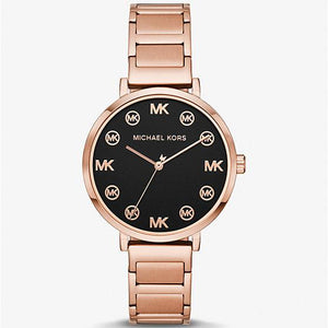 Buy Shop Michael Kors Addyson Quartz Black Dial Gold Steel Strap Watch for Women - MK7416 USA Online