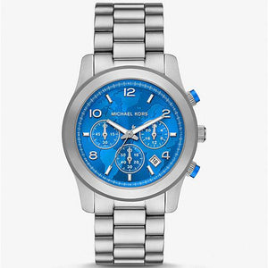 Buy Shop Michael Kors Runway Stop Hunger Blue Dial Silver Steel Strap Watch for Women - MK7427 USA Online