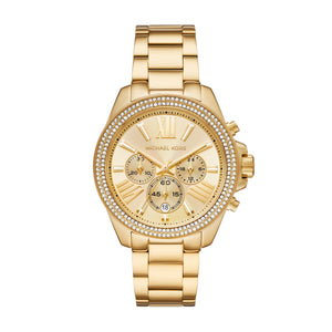 Buy Shop Michael Kors Wren Chronograph Gold Dial Gold Steel Strap Watch for Women - MK7428 USA Online