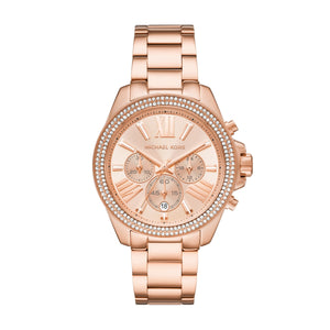 Buy Shop Michael Kors Wren Chronograph Rose Gold Dial Rose Gold Steel Strap Watch for Women - MK7430 USA Online