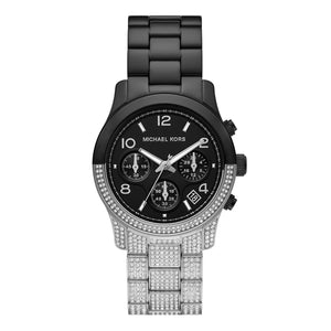 Buy Shop Michael Kors Runway Pavé Black Dial Two Tone Steel Strap Watch for Women - MK7433 USA Online