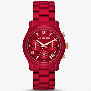 Buy Shop Michael Kors Runway Analog Chronograph Red Dial Red Steel Strap Watch for Women - MK7436 USA Online