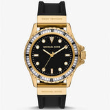 Buy Shop Michael Kors Everest Three-Hand Crystals Black Dial Black Rubber Strap Watch for Women - MK7440 USA Online