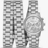 Buy Shop Michael Kors Runway 18K Rhodium Plated Triple Wrap Silver Dial Silver Steel Strap Watch for Women - MK7451 USA Online