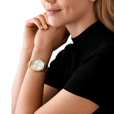 Buy Shop Michael Kors Runway Three-Hand White Dial Gold Steel Strap Watch for Women - MK7472 USA Online