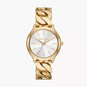 Buy Shop Michael Kors Runway Three-Hand White Dial Gold Steel Strap Watch for Women - MK7472 USA Online