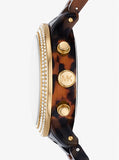 Buy Shop Michael Kors Runway Chronograph Gold Dial Brown Acetate Strap Watch for Women - MK7475 USA Online