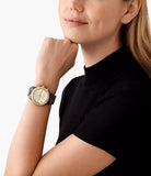 Buy Shop Michael Kors Runway Chronograph Gold Dial Brown Acetate Strap Watch for Women - MK7475 USA Online