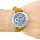 Buy Shop Michael Kors Ryker Chronograph Analog Blue Dial Brown Leather Strap Watch For Men - MK8518 USA Online