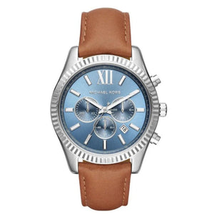 Buy Shop Michael Kors Lexington Chronograph Blue Dial Brown Leather Strap Watch For Men - MK8537 USA Online