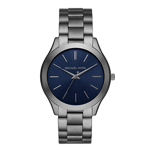 Buy Shop Michael Kors Slim Runway Blue Dial Grey Steel Strap Watch For Men - MK8584 USA Online
