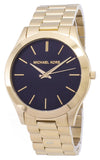 Buy Shop Michael Kors Slim Runway Quartz Black Dial Gold Steel Strap Watch For Men - MK8621 USA Online