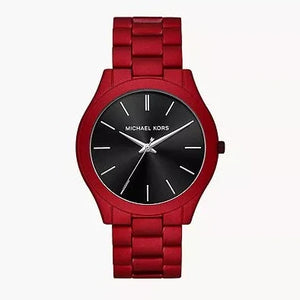 Buy Shop Michael Kors Slim Runway Quartz Black Dial Red Steel Strap Watch for Men - MK8712 USA Online