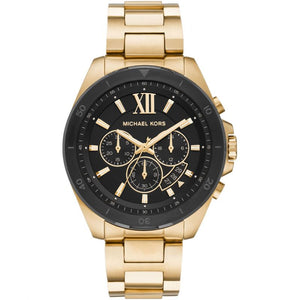 Buy Shop Michael Kors Brecken Chronograph Black Dial Gold Steel Strap Watch For Men - MK8848 USA Online