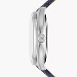 Buy Shop Michael Kors Benning Three Hand Silver Dial Blue Leather Strap Watch For Men - MK8930 USA Online