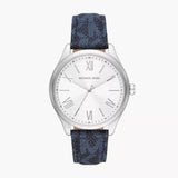 Buy Shop Michael Kors Benning Three Hand Silver Dial Blue Leather Strap Watch For Men - MK8930 USA Online