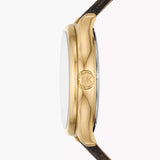 Buy Shop Michael Kors Benning Three Hand Gold Dial Brown Leather Strap Watch For Men - MK8931 USA Online
