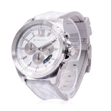Buy Shop Michael Kors Brecken Chronograph Silver Dial White Leather Strap Watch For Men - MK8949 USA Online