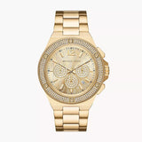 Michael Kors Lennox Chronograph Gold Dial Gold Steel Strap Watch For Men - MK8989