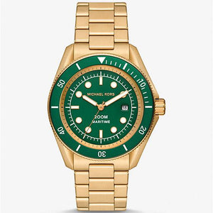 Buy Shop Michael Kors Maritime Analog Green Dial Gold Steel Strap Watch for Men - MK9162 USA Online