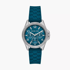 Buy Shop Michael Kors Mini Pilot Pave Blue Dial Blue Silicone Strap Watch for Women - MKO1004 USA Online