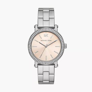 Buy Shop Michael Kors Corey Three Hand Pink Dial Silver Steel Strap Watch for Women - MKO1050 USA Online