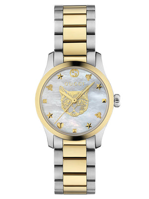 Buy Shop Gucci G Timeless Quartz Mother of Pearl Dial Two Tone Steel Strap Watch For Women - YA1265012 USA Online