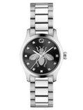 Gucci G Timeless Quartz Diamonds Black Dial Silver Steel Strap Watch For Women - YA1265024