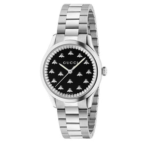 Buy Shop Gucci G Timeless Quartz Black Dial Silver Steel Strap Watch for Women - YA1265034 USA Online