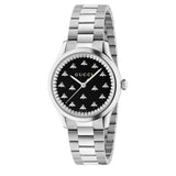 Gucci G Timeless Quartz Black Dial Silver Steel Strap Watch for Women - YA1265034