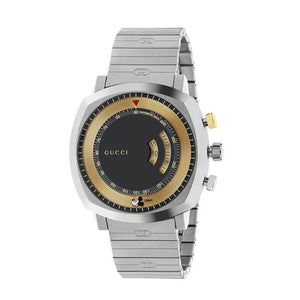 Buy Shop Gucci Grip Chronograph Disney Black Dial Silver Steel Strap Watch For Men - YA157307 USA Online